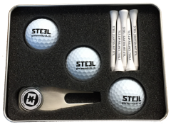 Three Ball Golf Gift Set Printed Logo | Best4SportsBalls