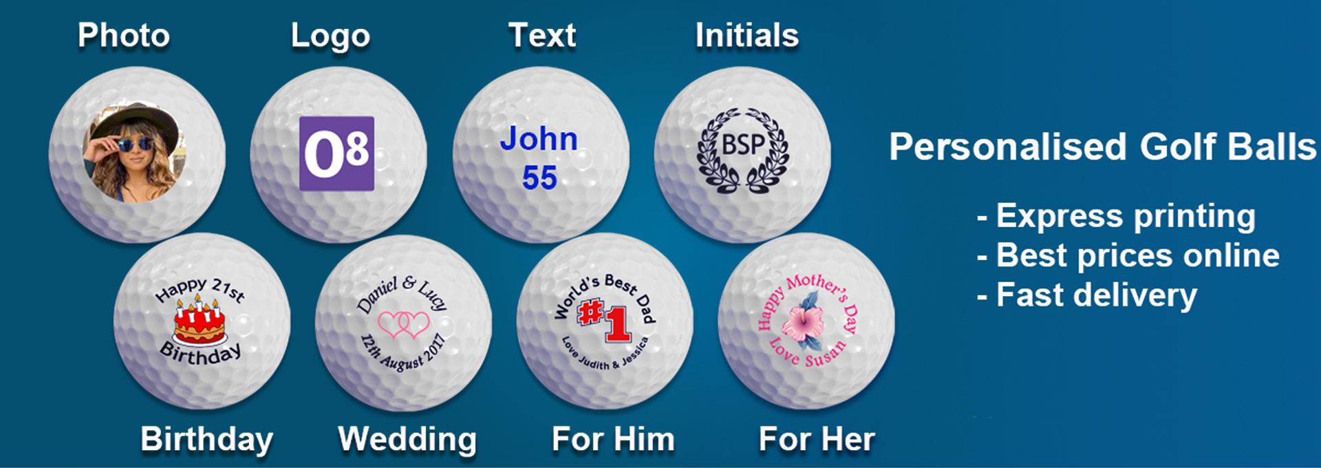 Photo, logo and text printed golf balls